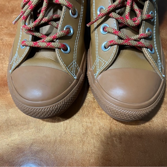 Converse All Stars Leather Brown Tan Sneakers Mid top - Picture 8 of 9